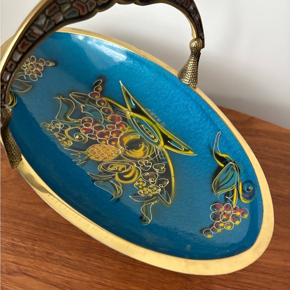 Ornate Blue Moon Bowl with Gold Accents - Picture 7 of 12